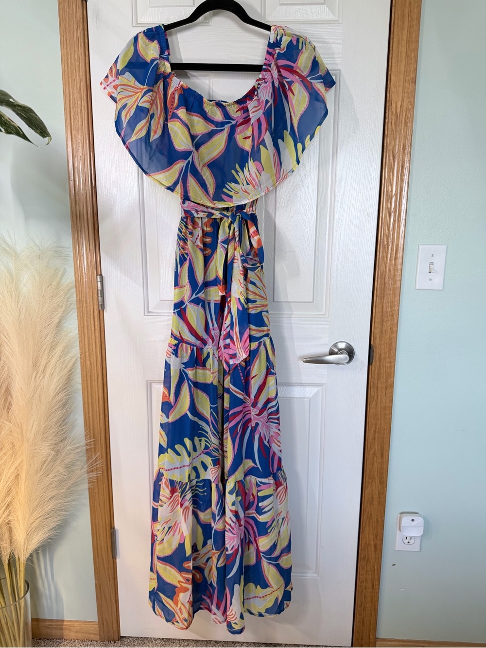 Flying Tomato Blue Tropical Floral Maxi Dress